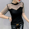 Slim fit heavy industry hot diamond mesh diamond temperament versatile short sleeved T-shirt