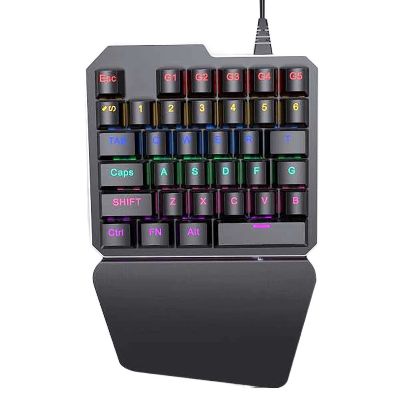 Механическая одноручная клавиатура RGB, проводная светящаяся игровая клавиатура для левшей игровой клавиатуры PUBG и LOL