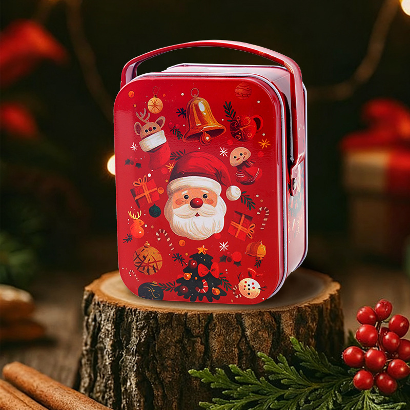 Nuevas cajas de dulces de Navidad caja de estaño caja de regalo de Papá Noel caja de hierro caja de regalo de mano lata de metal image 8