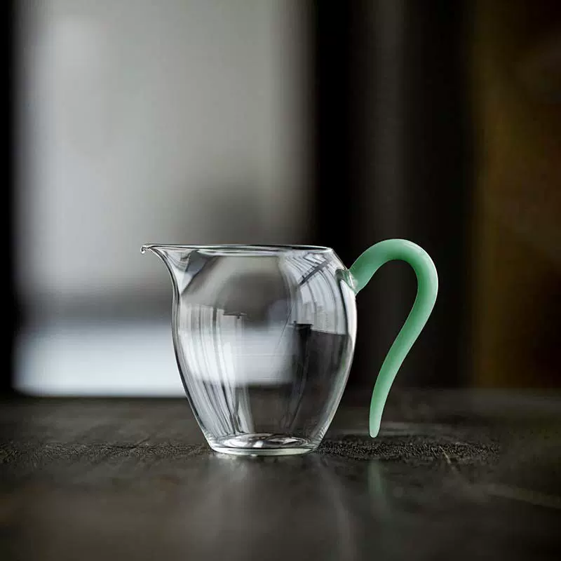 加厚透明玻璃公道杯带把隔热茶海家用耐高温玻璃分茶器简约公道杯