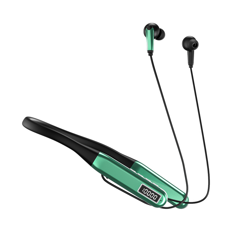 Popular podómetro deportes auricular Bluetooth inalámbrico tarjeta cuello desgaste ultra-larga resistencia auricular Bluetooth inalámbrico al por mayor