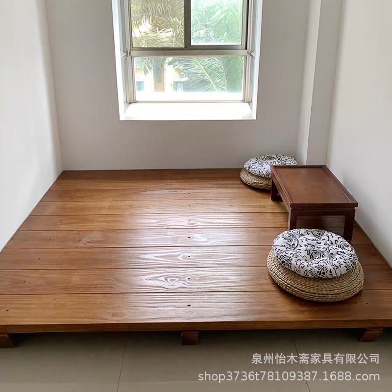 Japanese Tatami Solid Wood Floor Bed Inn B&B Floor Bed Bay Window Balcony Attic Log Floor Bed Low Bed
