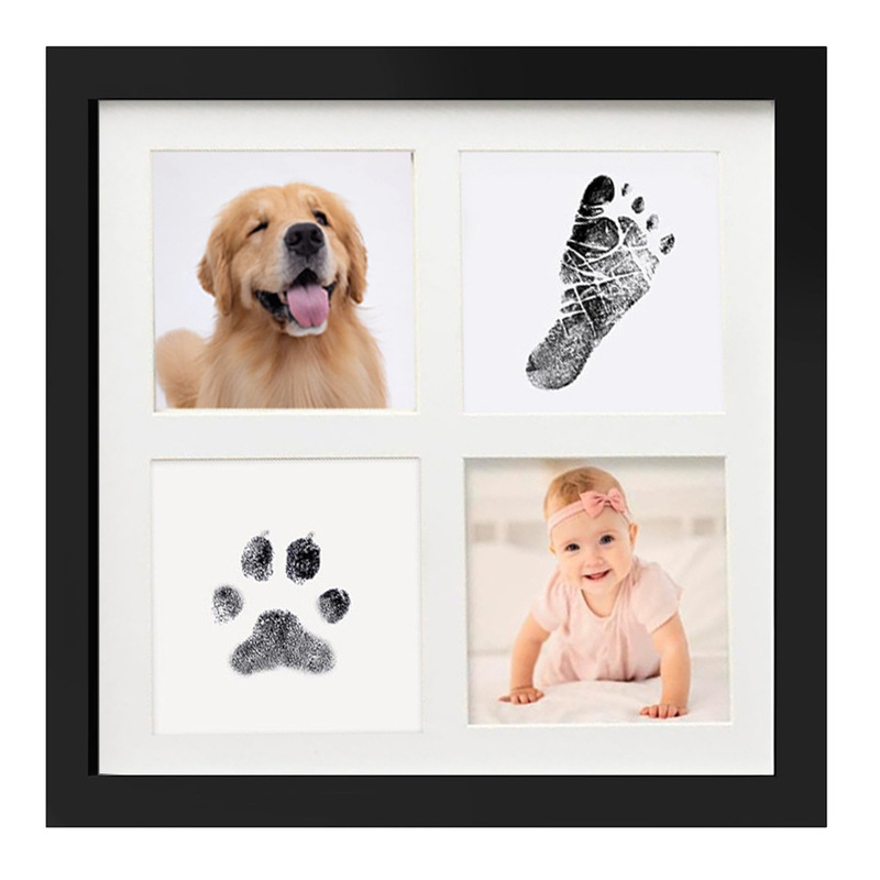 Cross-Border Pet Hand and Foot Print Four-Grid Photo Frame Baby Children's Commemorative Non-Stick Handprint and Footprint Photo Frame Wholesale Cross-Border Pet Hand and Foot Print Four-Grid Photo Frame Baby Children's Commemorative Non-Stick Handprint and Footprint Photo Frame Wholesale