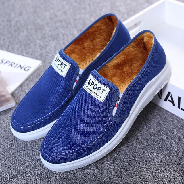 Zapatos de lona viejos zapatos de tela de Beijing estilo coreano zapatos de estudiante de mezclilla slip-on zapatos casuales de hombre de una sola pieza de entrega