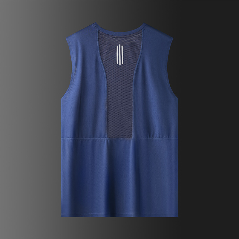 Camiseta sin mangas para hombres de verano delgada chaleco deportivo de hielo cuello redondo transpirable hombro camiseta de ejercicio para mujeres de yoga