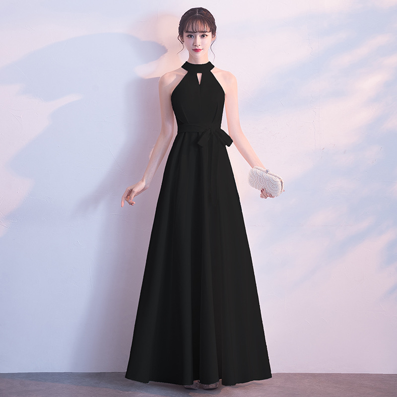 Summer black long elegant evening dress