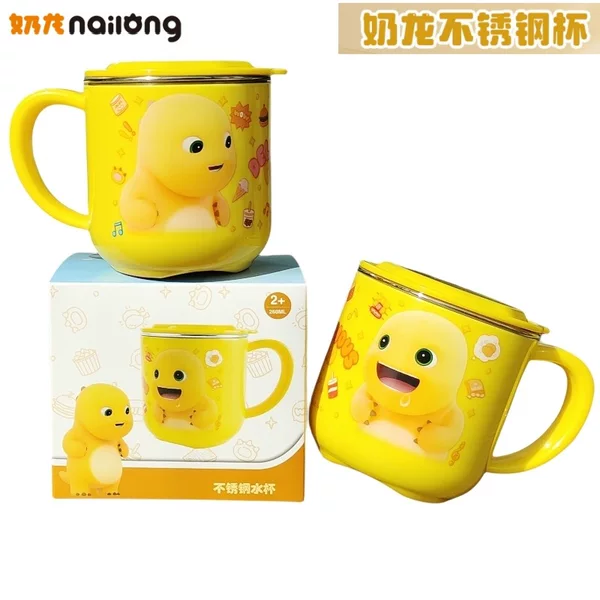 Milk dragon children's water Cup 304 stainless steel water Cup tableware double-layer water Cup detachable Milk Cup kindergarten drinking cup
