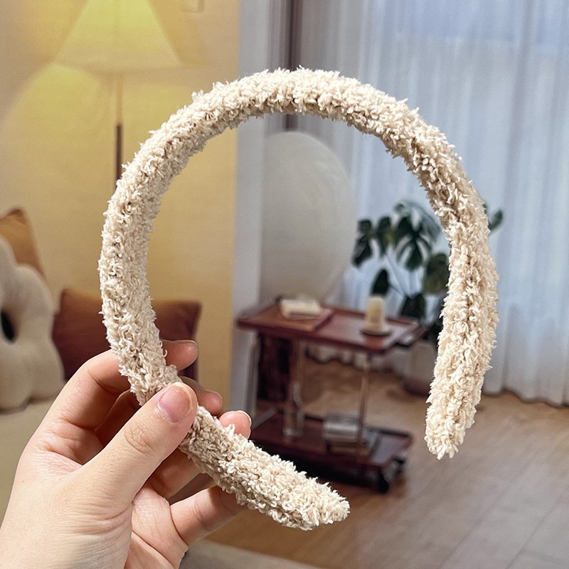 Bandera de cabello diy semiacabado de cabello mujer otoño invierno color caramelo tocado de peluche botón de mano peluche tocado de peluche