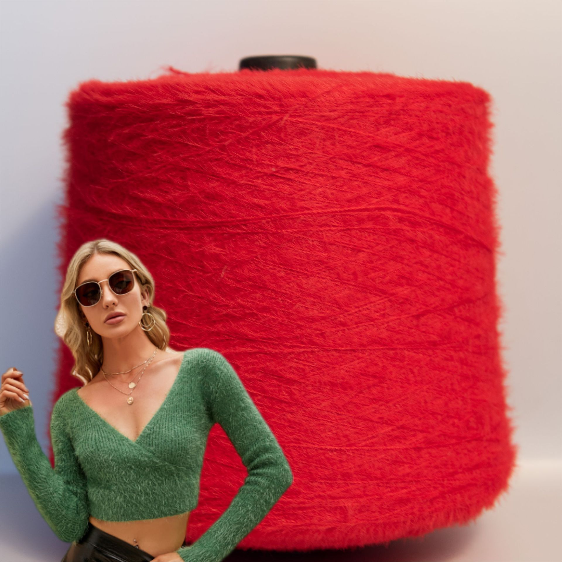 直销0.5公分仿貂花式纱特种纱尼龙羽毛纱卷毛帽子秋冬装不掉毛