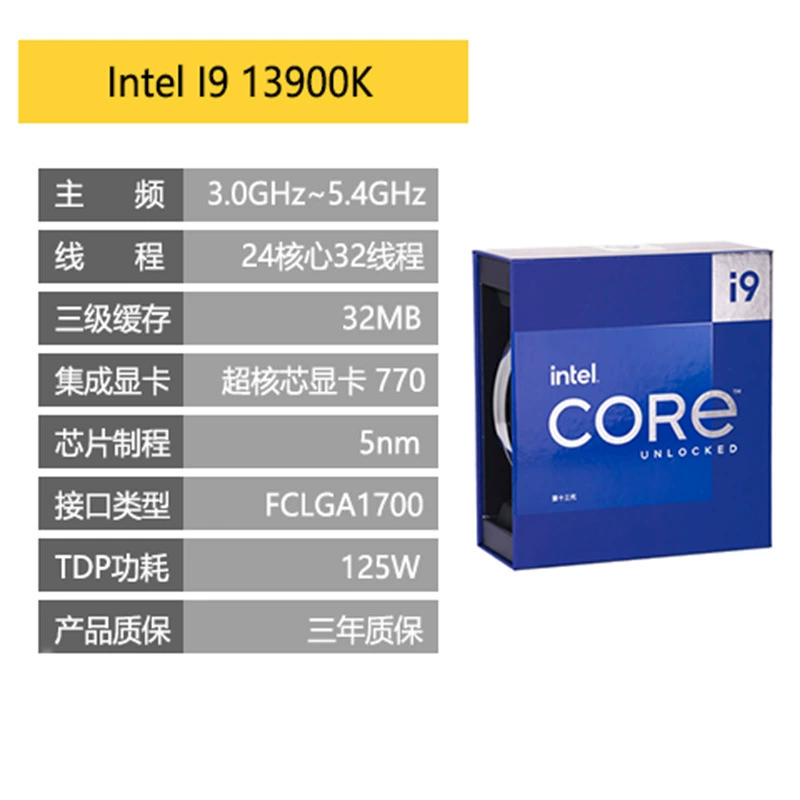 Подходит для ПК Intel 13-го поколения Core i9-13900K коробочный процессор CPU