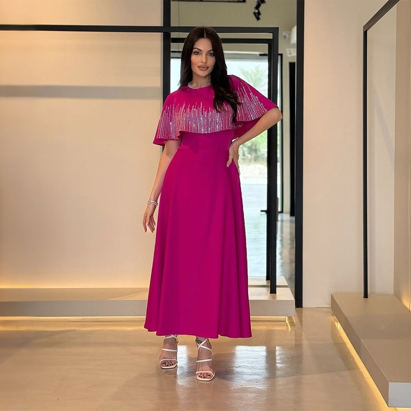 Xqy500490 Waist-Cinching Robe with Round Neck and Fashionable Rhinestones for Women Xqy500490 Waist-Cinching Robe with Round Neck and Fashionable Rhinestones for Women