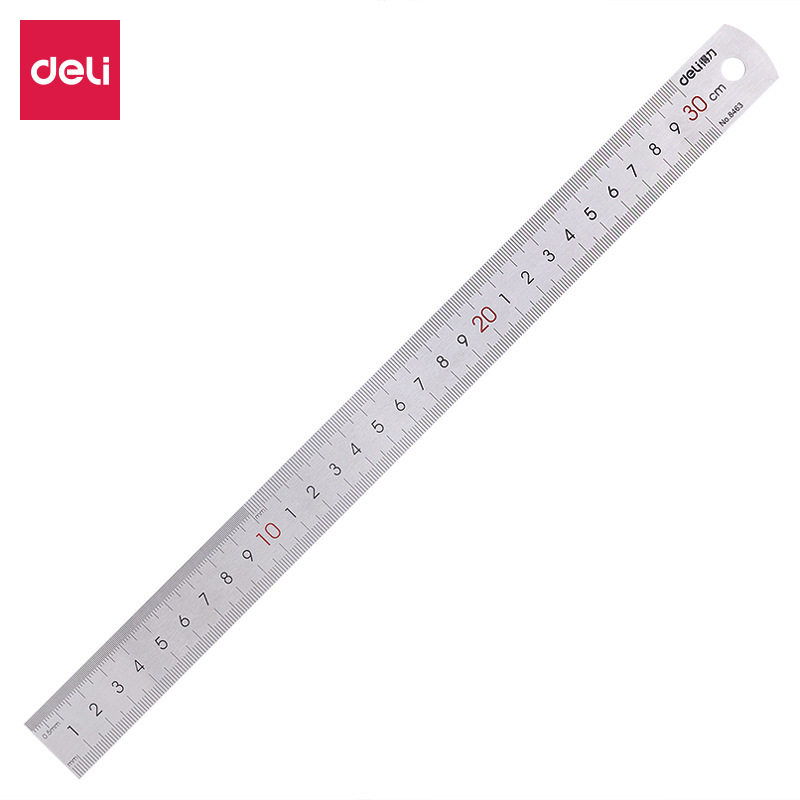 得力直尺加厚钢尺不锈钢尺子15cm20cm30cm50cm厘米测绘测量钢直尺|undefined