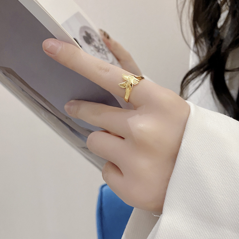 Retro Bow Knot Sterling Silver Plating Open Ring 1 Piece