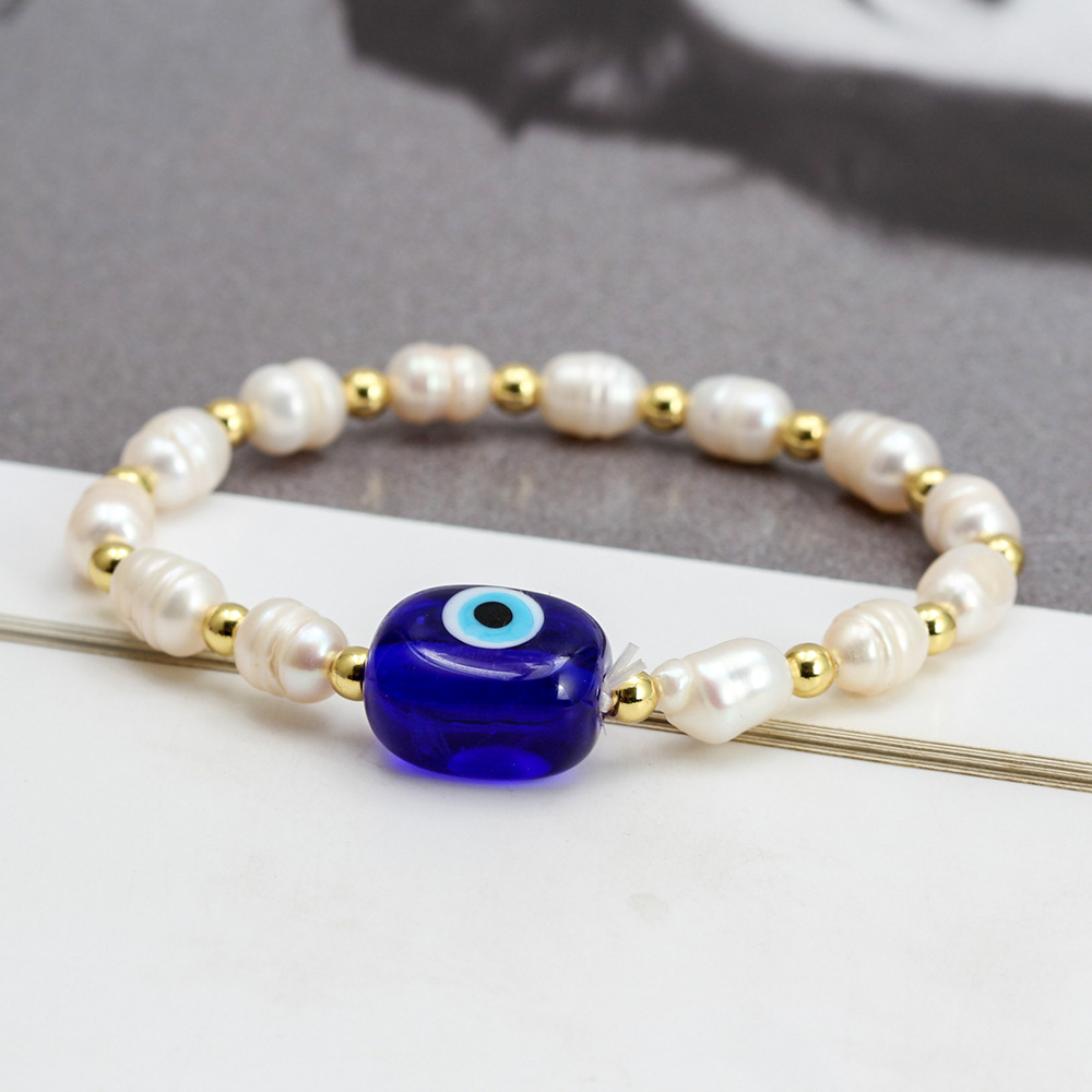 Simple Style Devil's Eye Freshwater Pearl Glass Beaded Bracelets display picture 2