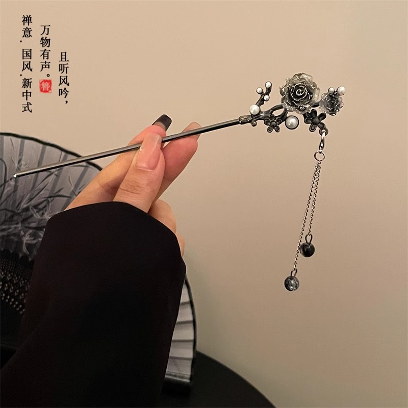 Nuevo estilo chino mariposa bordilla pinzas de cabello para mujeres detrás de la cabeza pinzas de cabello antiguo estilo Han tocado de alto nivel sensación de paso pinzas de cabello