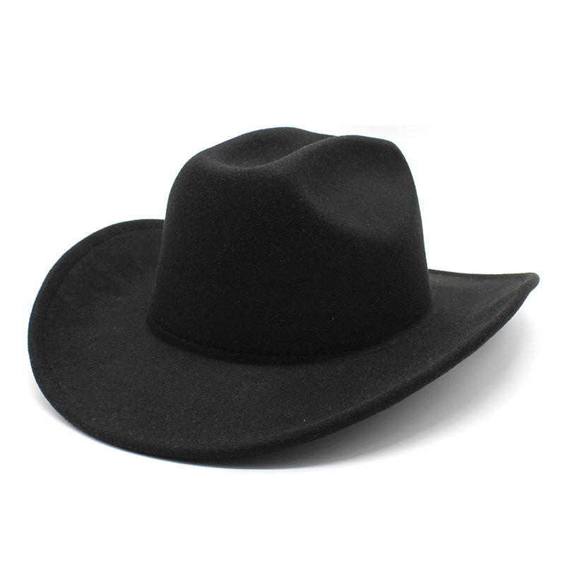 New Style Cowboy Hat European and American Punk Style Large Brim Hat for Men and Women One-Line Riding Hat Western Cowboy Curly Brim Hat