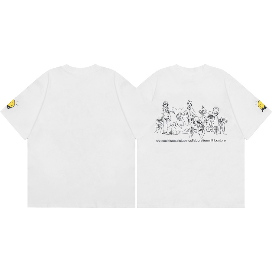 Diferencia de moneda del mercado ASSC CLUB fujiwaro Lightning serie impresa camiseta suelta de manga corta para hombres y mujeres