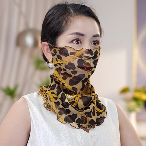 Face Mask Scarf Full Face Ear Hang Fashion Same Style Gauze Scarf Korean Version Female Luo Luo Set Thin Face Cover Versatile Trendy Neck