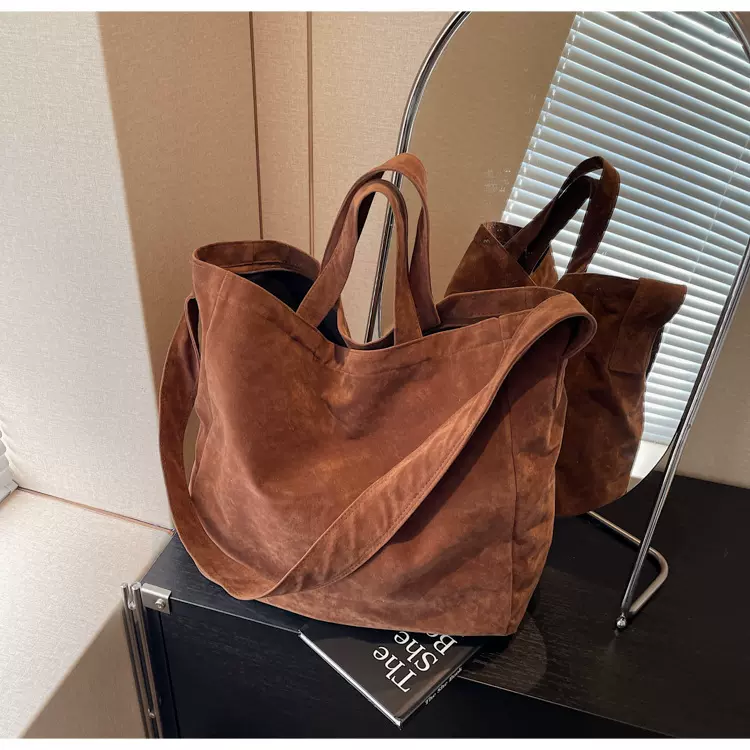 复古女士单肩包慵懒风新款时尚百搭简约手提包学生上课通勤托特包