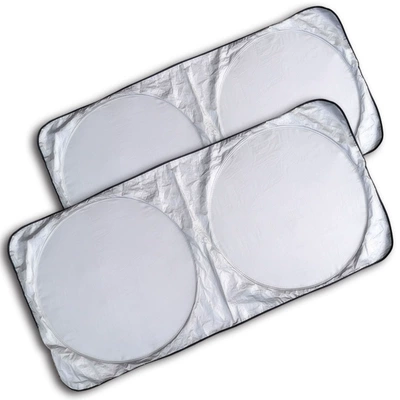 Car sun visor summer double-ring new silver-coated cloth sun visor front shield nylon sun umbrella heat insulation to avoid light (Sun shade) - silver-coated-15070cm