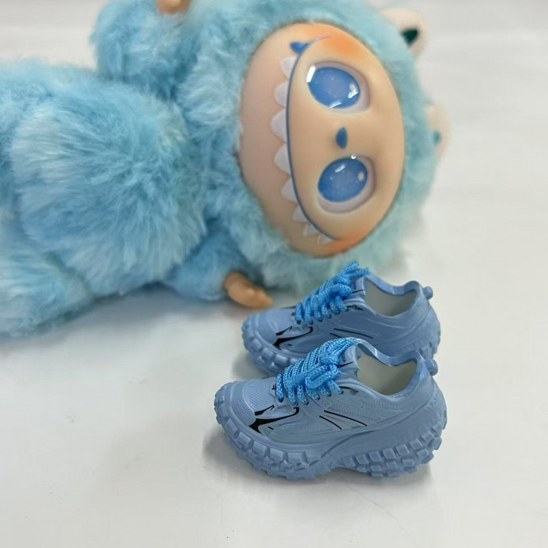 LABUBU Zapatos Rabu Ropa de bebé 17cm felpa vinilo bolso de muñeca colgante para zapatos desnudos caja ciega