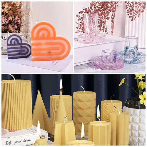 28-piece resin mold, aroma candle mold, striped cut surface cylinder, triangle polygon cone, silicone mold