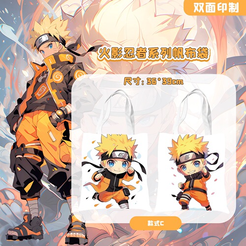 Anime Naruto canvas bag Naruto shoulder portable canvas bag male and female students tutoring bag carrying book art bag