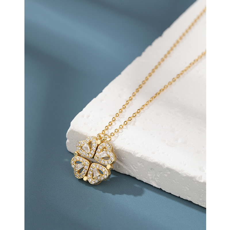 Lucky Clover collar de plata esterlina 925 ligera nicho de alto nivel colgante de amor un uso de cadena clavícula