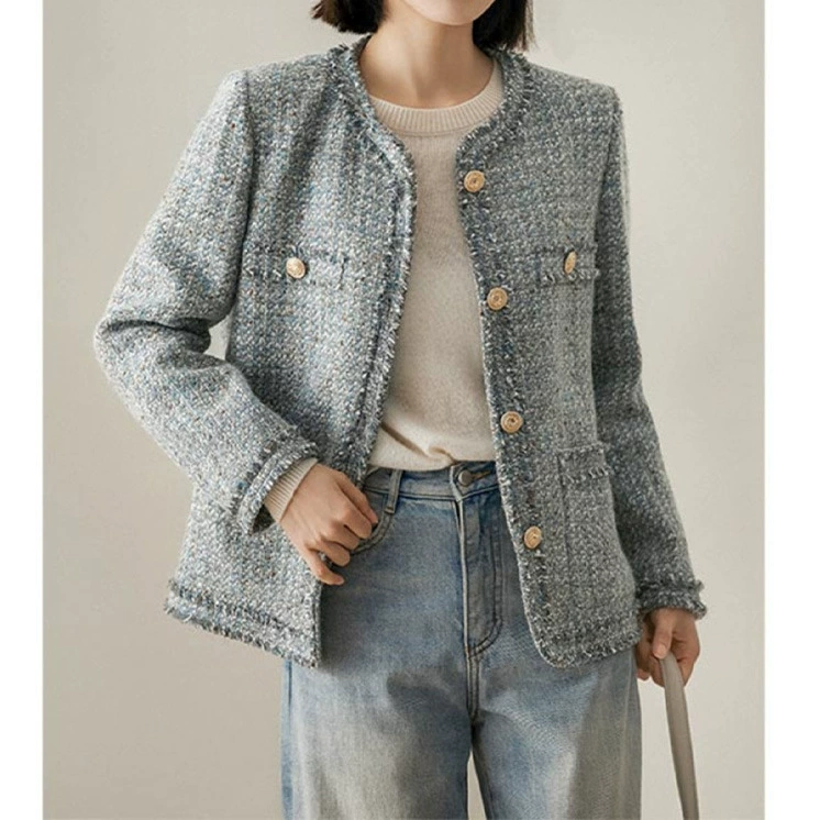 Свитерная элитная короткая куртка, стиль Chanel, французский стиль, городской стиль