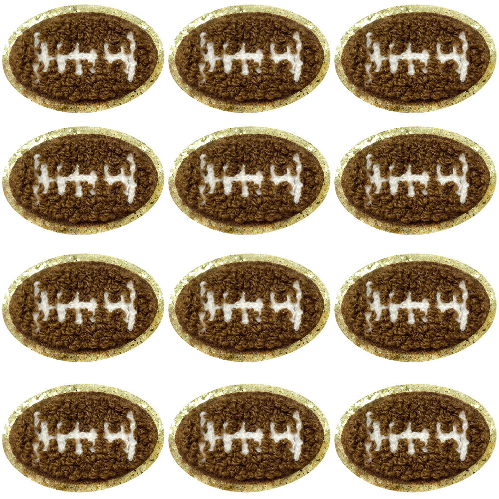 新款跨境爆款毛巾绣金皮橄榄球布贴补丁刺绣布贴游戏日布贴