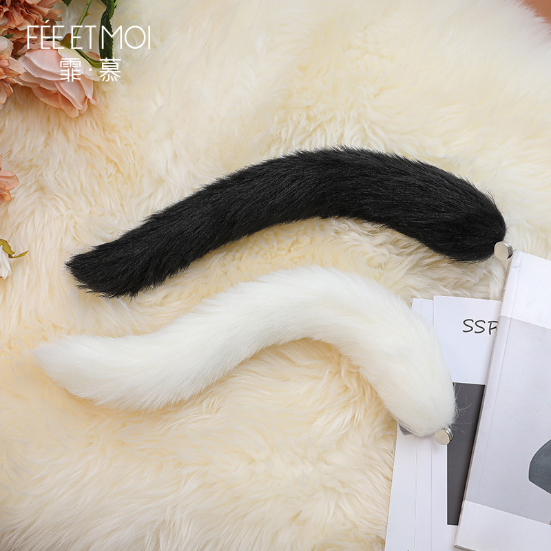 7184 + 7680 encaje perla entrepierna abierta pantalonía COS suave encantador duende peluche cola de zorro ropa interior sexy
