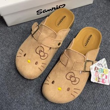 软木鞋韩版Kitty可爱厚底勃肯鞋2025新款百搭一脚蹬包头半拖女鞋