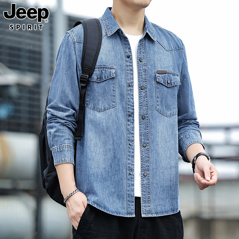 JEEPSPIRIT2024 autumn men's denim shirt old fashion trend…