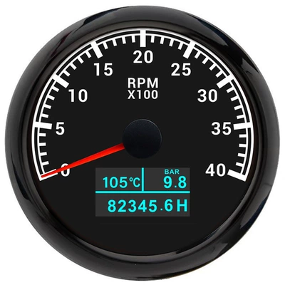 3-in-1 modified car and boat: automobile instrument - 4000rpm-black-frame-black-base
