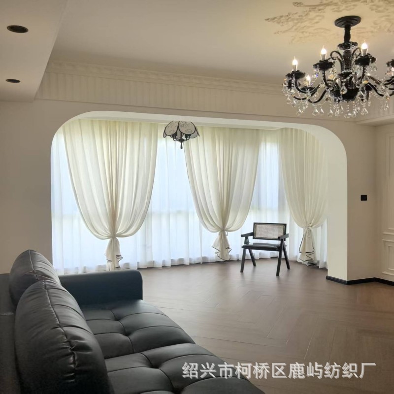 Little Red Riding Book Same Style Antique Style Wind Support Yarn Transparent and Impervious Linen Yarn Curtain Bedroom Living Room Balcony Window Screen Finished Product