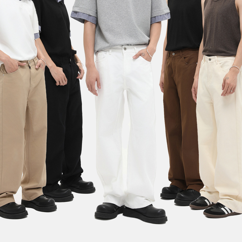 Mtlclothes Men's Clothing | Korean Style Solid Color Simple Basic Casual Versatile Pure Cotton Loose Washed Jeans Mtlclothes Men's Clothing | Korean Style Solid Color Simple Basic Casual Versatile Pure Cotton Loose Washed Jeans