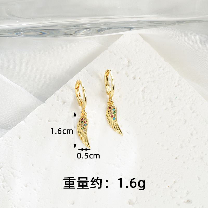 Transfronterizos collar de oro de arena de lujo ligero viento ala con aretes de diamantes conjunto de nicho de diseño de joyas al por mayor