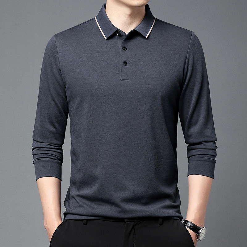 Men's Cashmere Polo Shirt 2026 Autumn/Winter Business Casual Loose Fit Versatile Men's T-Shirt Men's Cashmere Polo Shirt 2026 Autumn/Winter Business Casual Loose Fit Versatile Men's T-Shirt