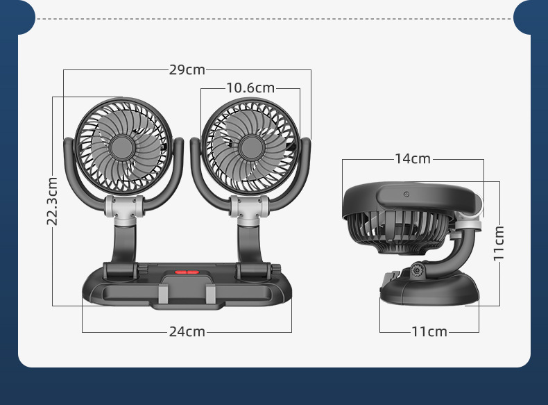 Summer Car-Mounted Dual-Head Fan, Multi-Functional and Adjustable, Mini Dual-Head Fan for Home and Car Use, Wholesale