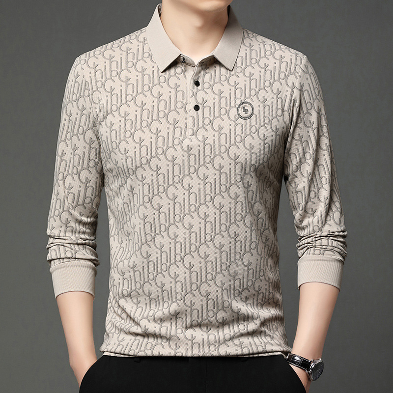2024 Spring and Autumn New Arrival Men's Long Sleeve Lar Polo Shirt Casual Men's Top Printed Base T-Shirt Men 2024 Spring and Autumn New Arrival Men's Long Sleeve Lar Polo Shirt Casual Men's Top Printed Base T-Shirt Men
