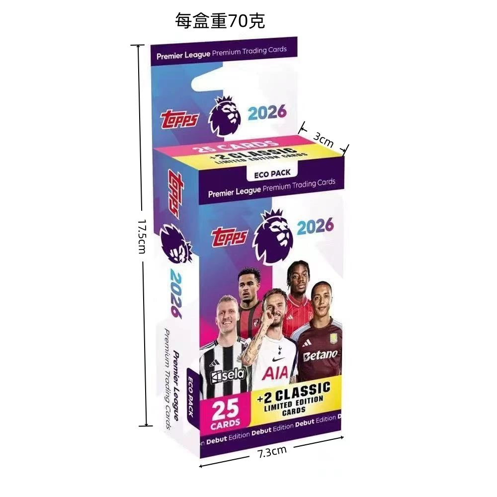 Подлинная авторизованная коллекционная карточная коробка Topps Premier League 2025-2026 с витриной, скрытая карточка периферийной millet-карты