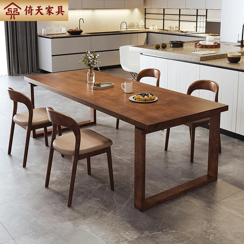 Yitian Nordic Solid Wood Dining Table for Small Apartments, Home Restaurant Table and Chairs, Rectangular Eating Table, Long Table
