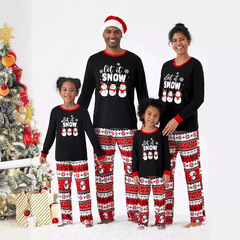 新品アマゾンebay秋冬プリントルームウェアパジャマセットクリスマス帽親子服