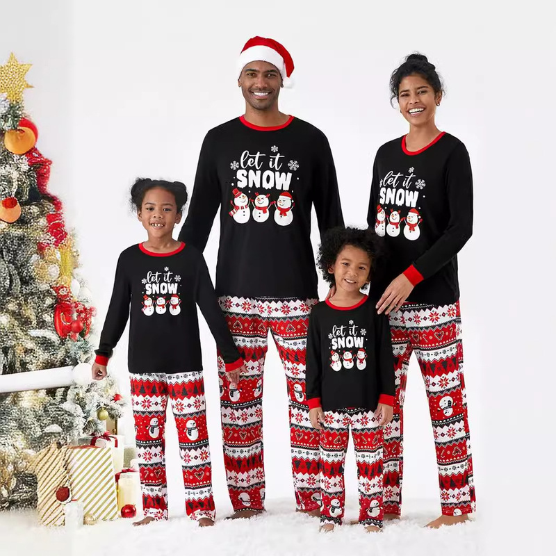 新品アマゾンebay秋冬プリントルームウェアパジャマセットクリスマス帽親子服|undefined