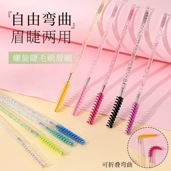 Factory direct 50 pts/pack crystal rod straight eyelash brush solid eyelash roll spiral makeup tools small brush