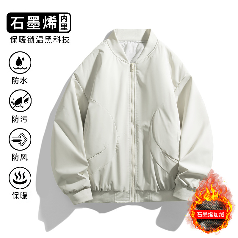 [In-stock] Casual baseball jacket, thickened cotton coat, spring/autumn windbreaker, American-style flight jacket