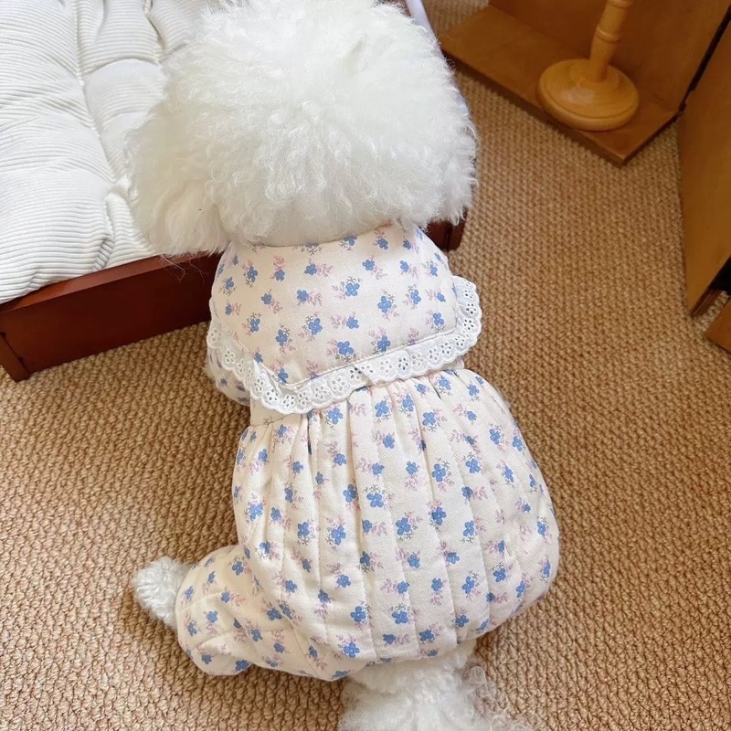 秋冬新作ペット服子犬犬テディ比熊冬装田園風砕花四脚|undefined