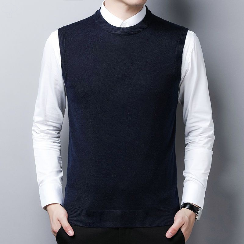 wool vest T-shirts Middle-aged and elderly people dad Sleeveless waistcoat sweater Easy Sweater Vest winter
