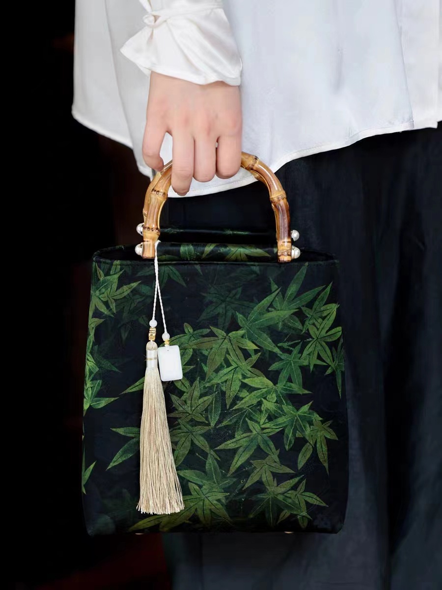 Yaji Xiangyun gaze, cheongsam en bambou, sac à main, nouveau Hanfu ancien, sac pour femmes de style chinois, jupe, sac à main_voghion.com