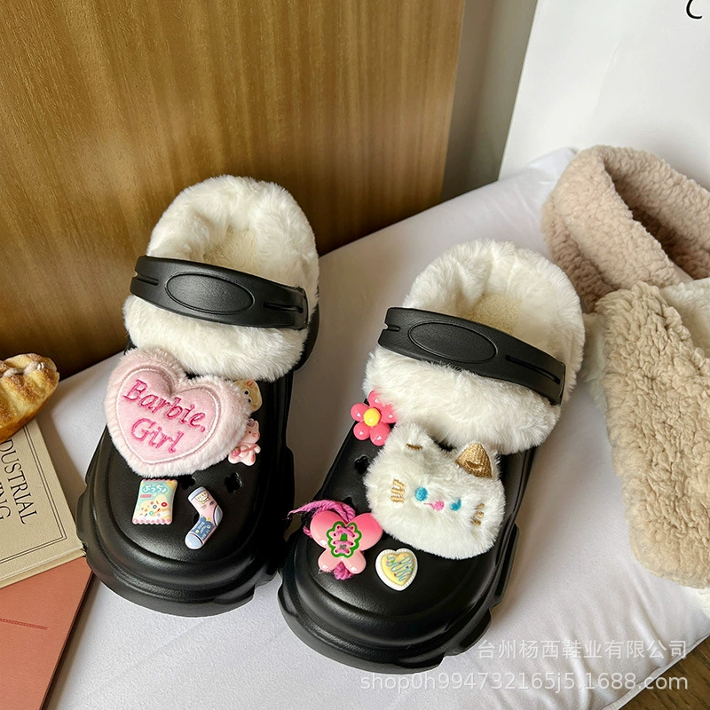 Мультяшные плюшевые милые дырки аксессуары DIY заботливые кошки бабочки туфли пуговицы пуговицы дикие туфли цветы